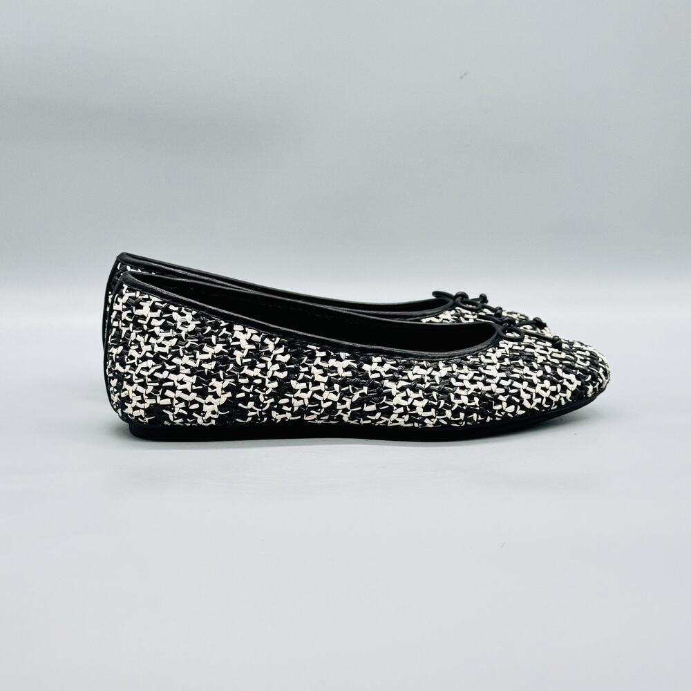 FitFlop Shoes Womens 8 White Black Woven Bow Ballet Flats Comfort Slip On Casual
